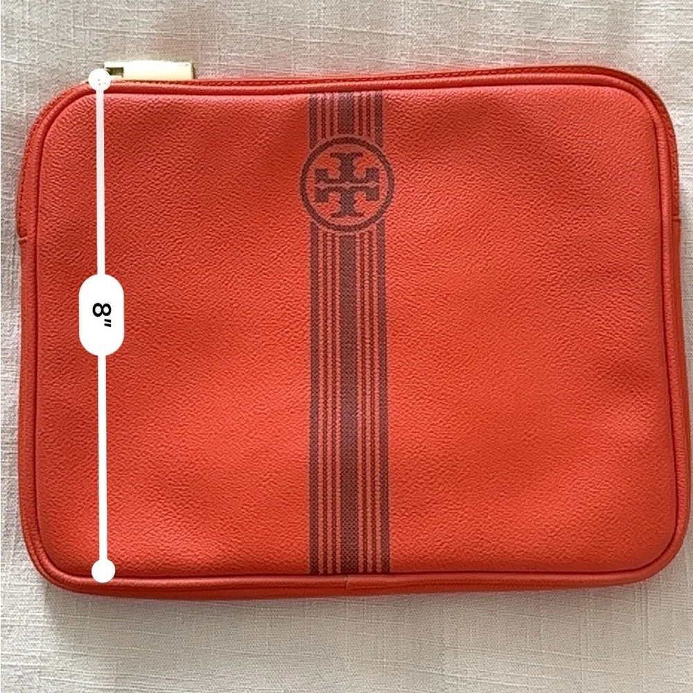 TORY BURCH - padded zip sleeve - orange w/stripe For ipad
